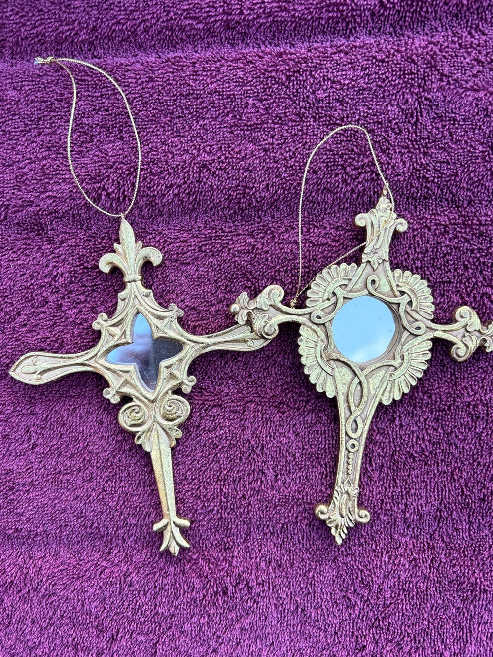 Ornate Gold Decorative Cross Ornaments - Elegant Holiday or Home Decor